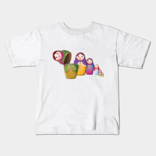 Wooden Russian Dolls Kids T-Shirt